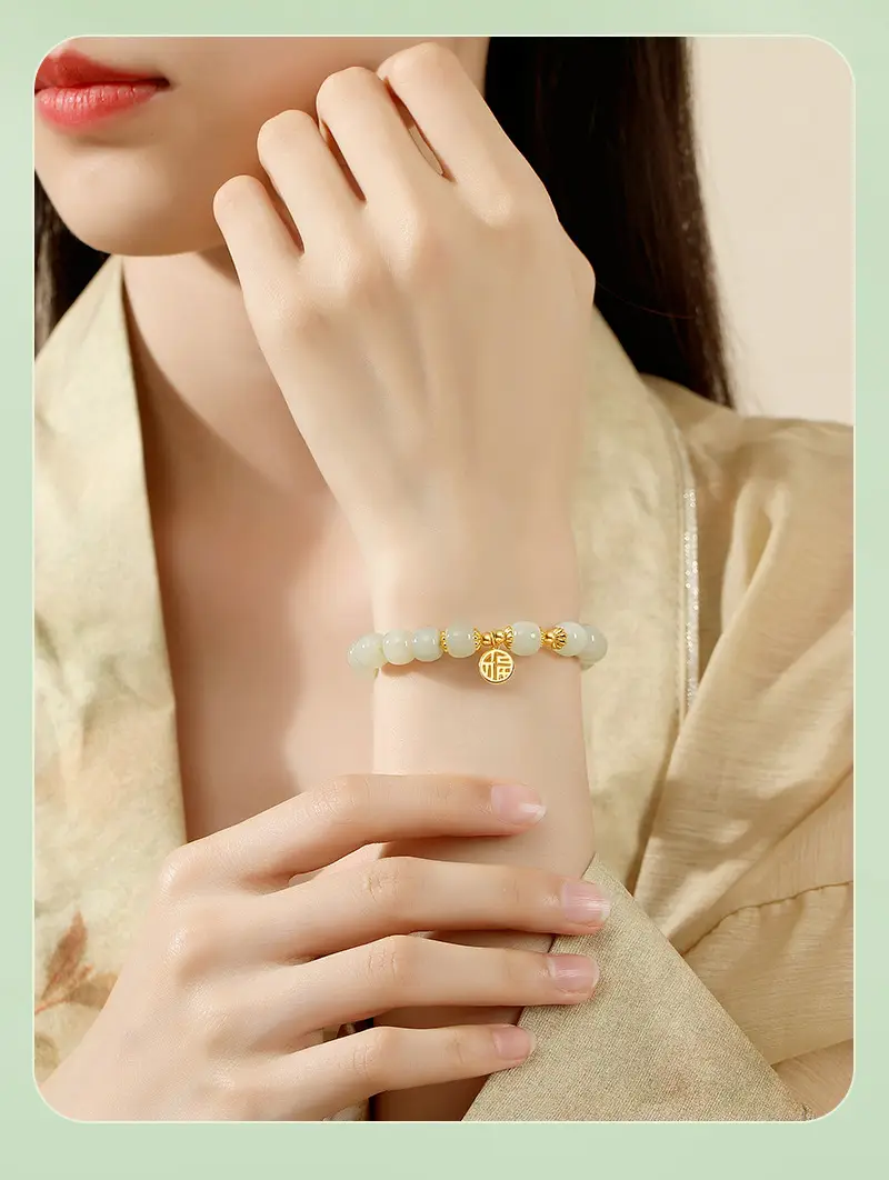 Hetian jade blessing bracelet (6)