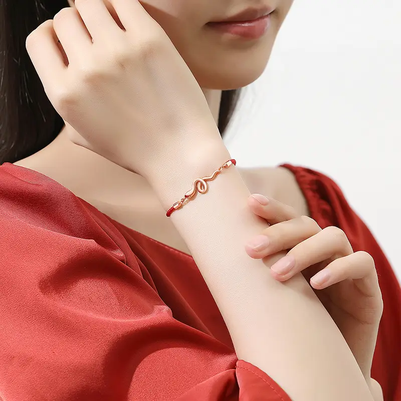 灵蛇红绳手链 女S925纯银本命年蛇年红绳手饰 4 灵蛇红绳手链女S925纯银
