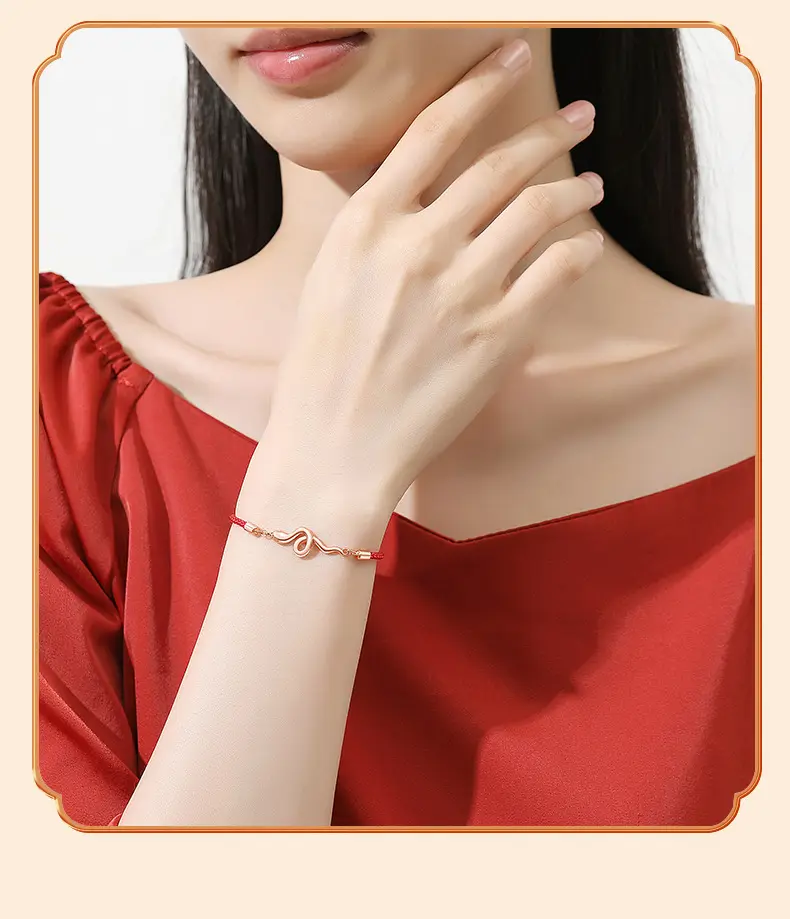 灵蛇红绳手链女S925纯银本命年蛇年红绳手饰