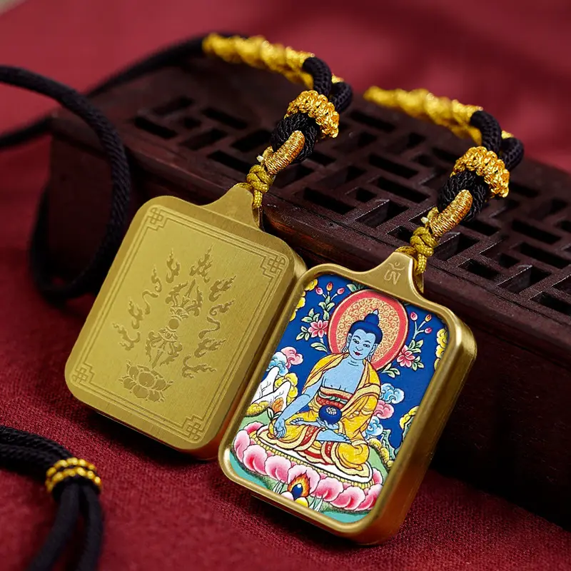 Medicine Buddha Tibetan Thangka Necklace: Divine Protection and Mysterious Power Combined