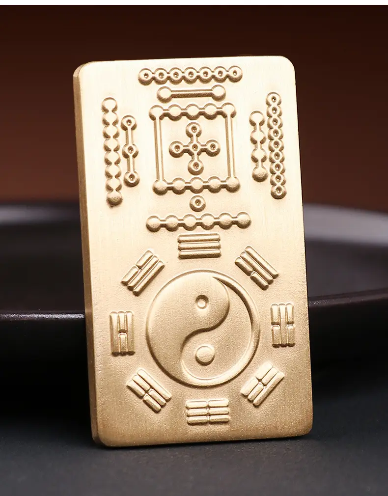 Taoist Brass Hetu Luoshu Tai Chi Bagua Amulet